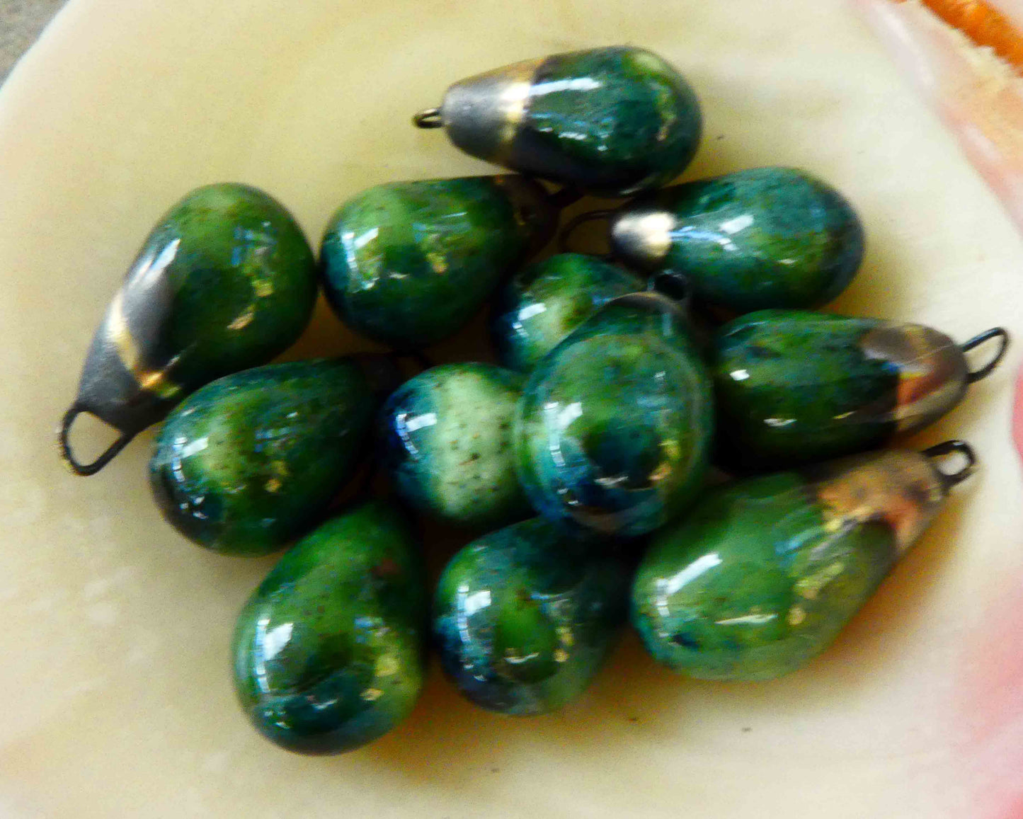 Ceramic Bronzy Drop Earring Charms - Rockpool