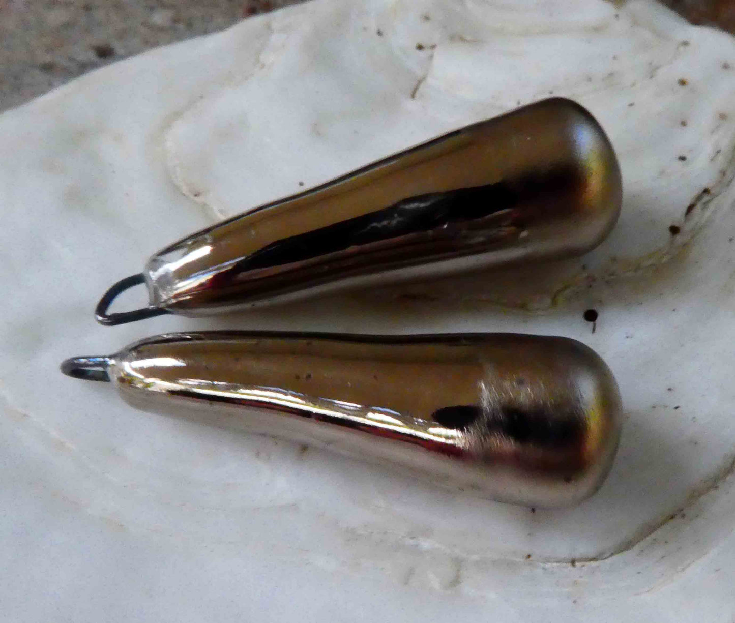 Ceramic Matte and Gloss Platinum Baton Earring Charms