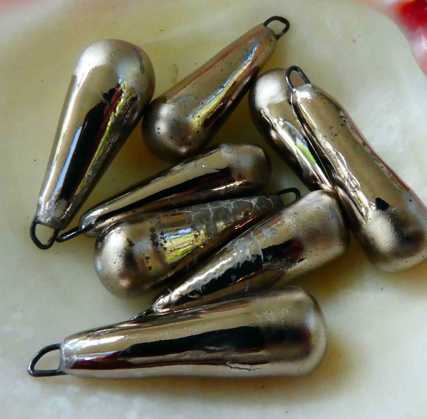Ceramic Matte and Gloss Platinum Baton Earring Charms