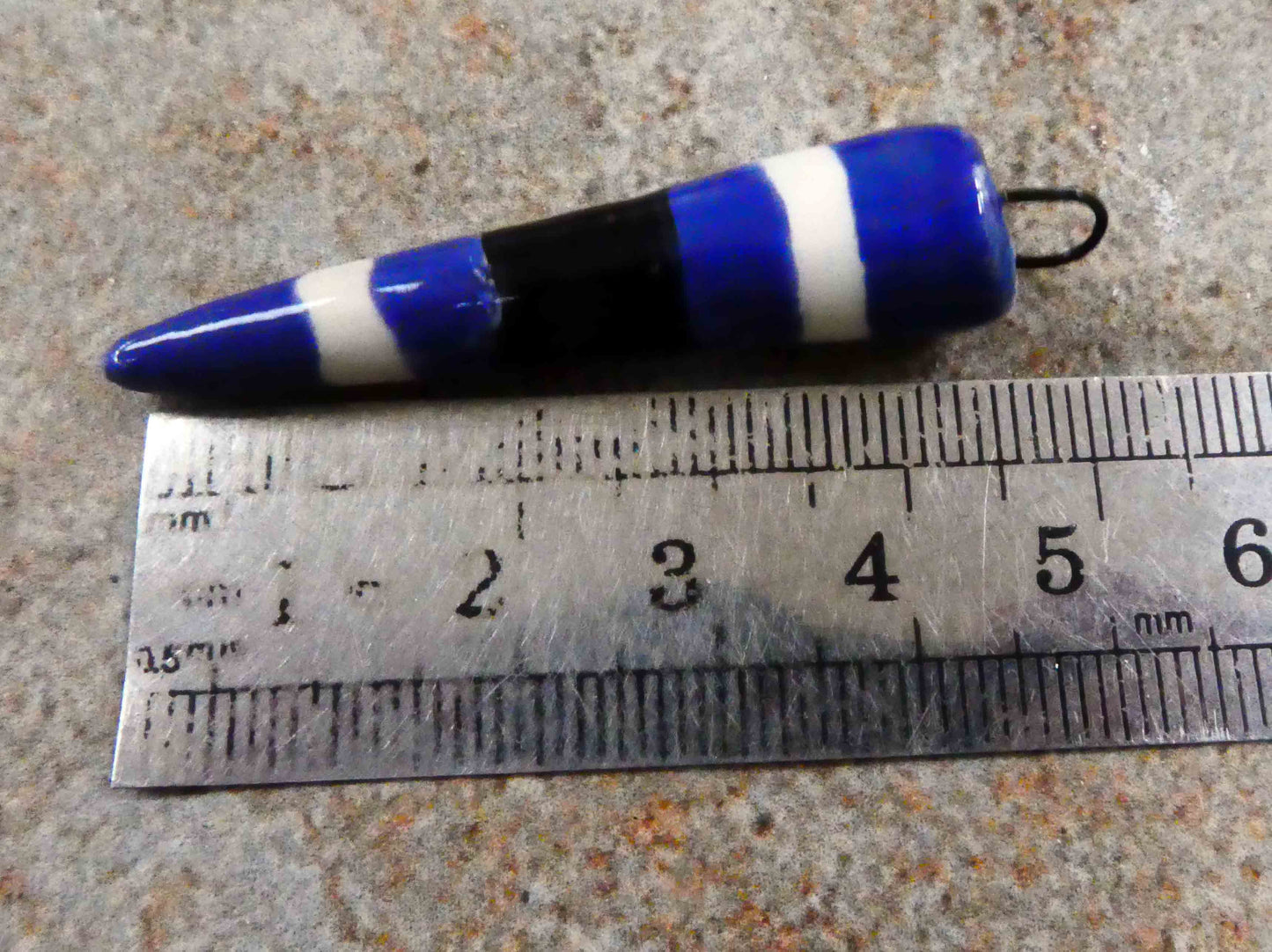 Ceramic Striped Long Spike Dangle #2