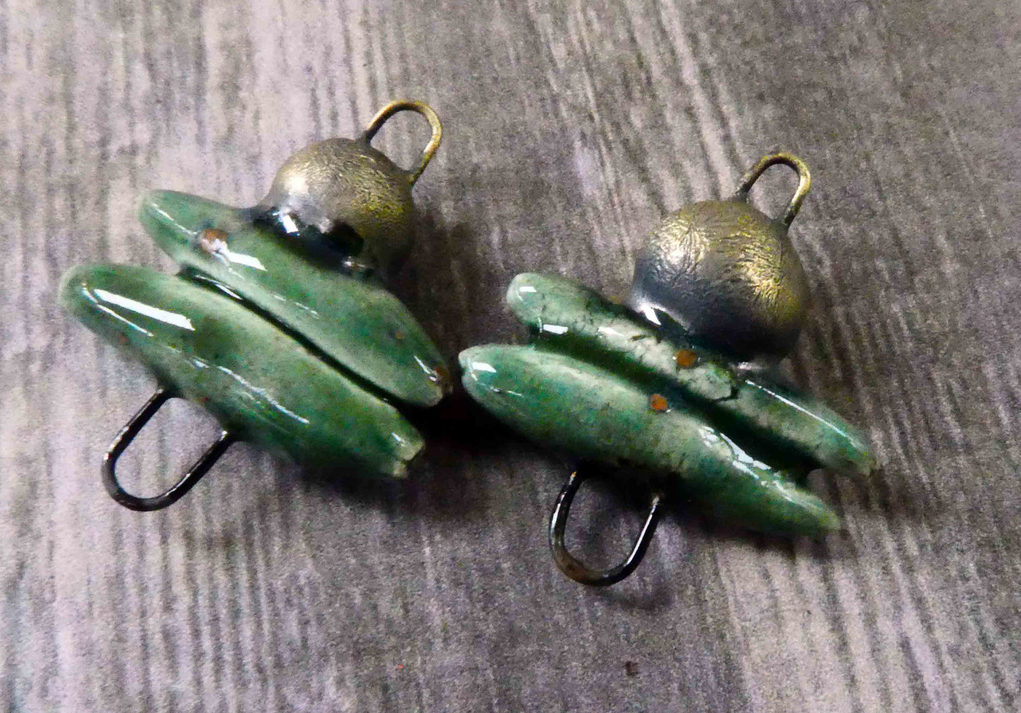 Ceramic Bobble and Stick Earring Connectors - Mystic Jade