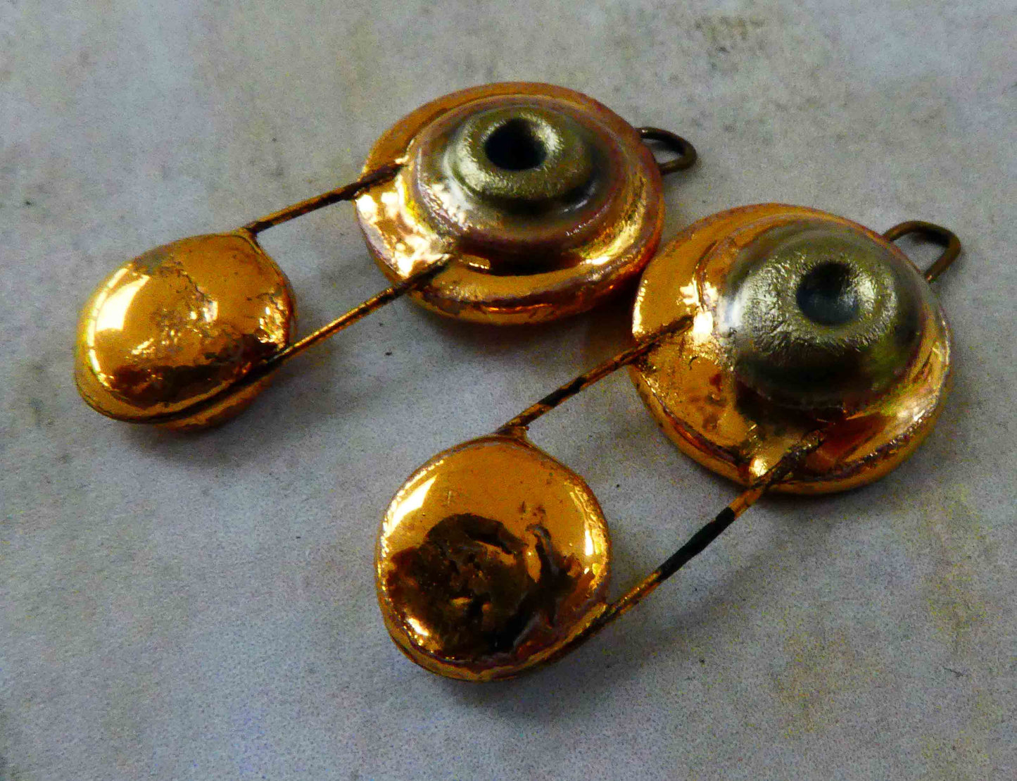 Ceramic Disc Sling Earring Charms -Gold Lustre