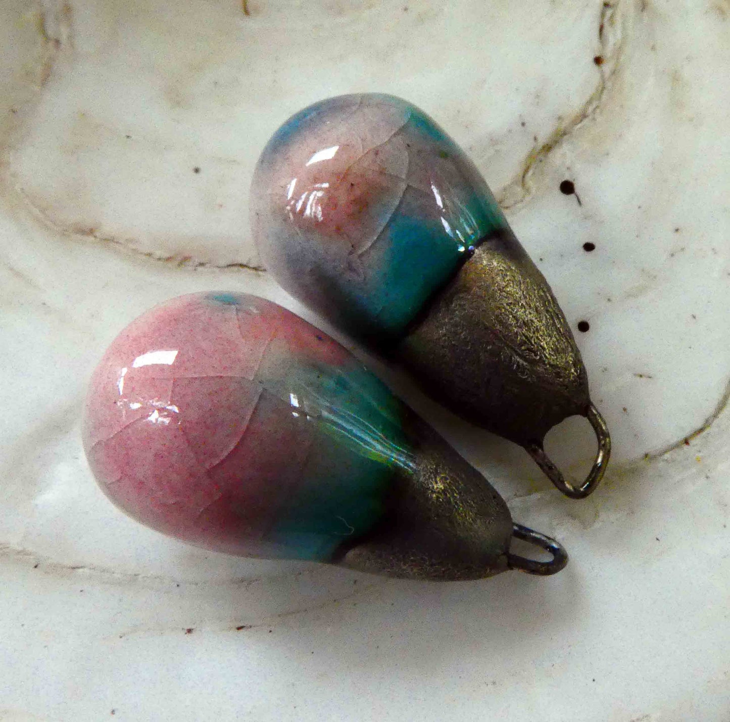 Ceramic Drops Earring Charms -Orchid Pink