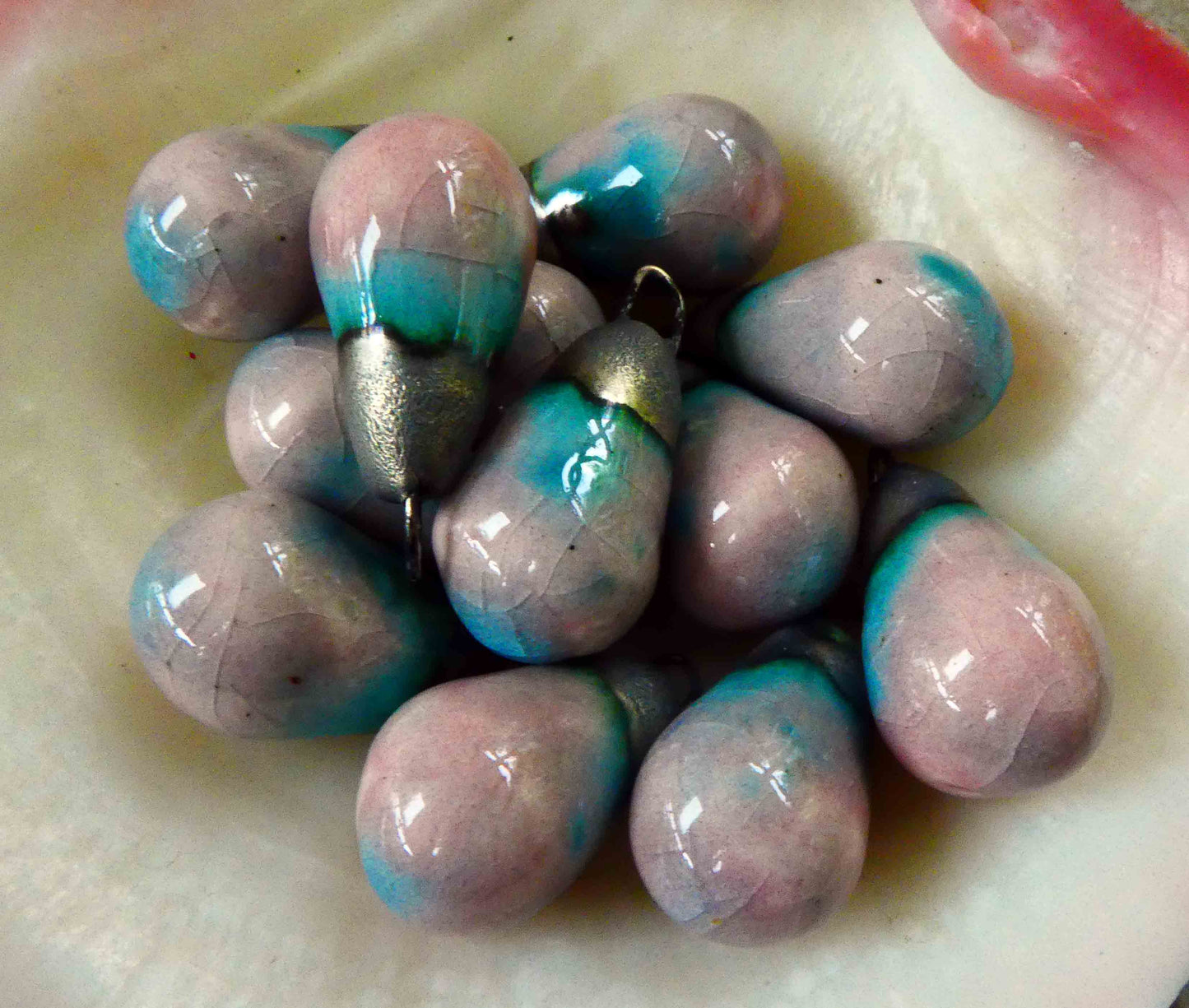 Ceramic Drops Earring Charms -Orchid Pink