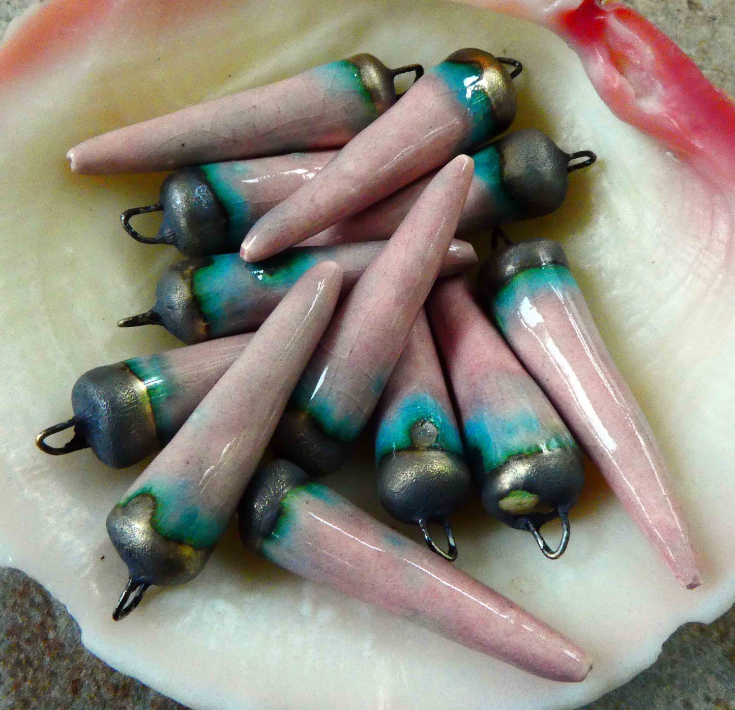 Ceramic Spikes Earring Charms - Orchid Pink