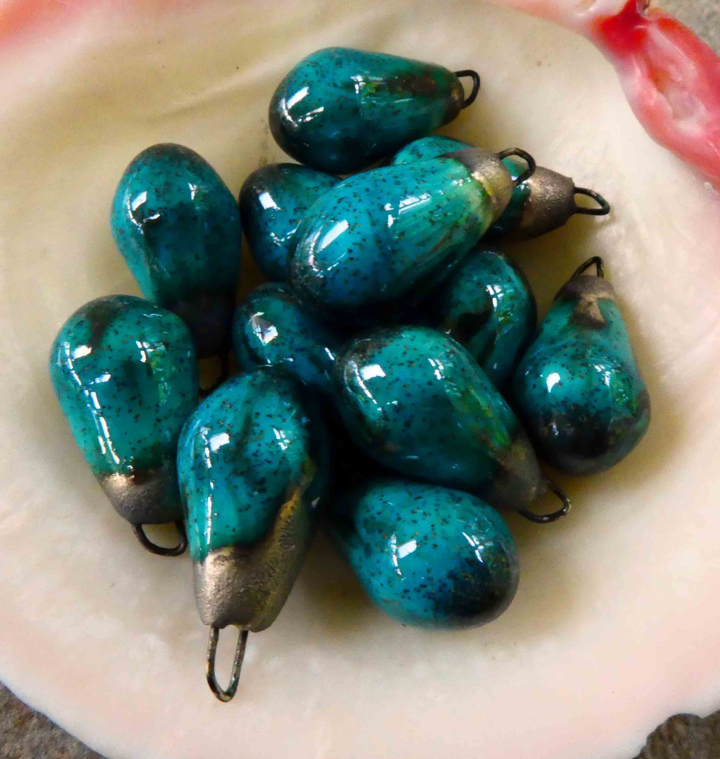 Ceramic Drops Earring Charms - Tiffany Green