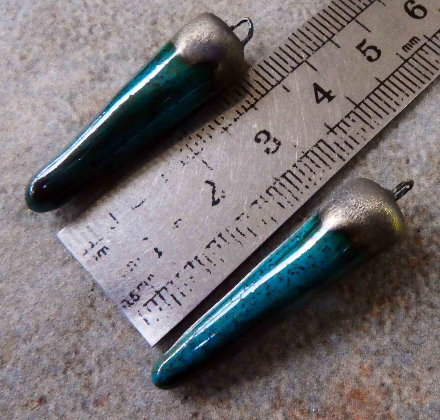 Ceramic Bronzy Spike Earring Charms - Tiffany Green