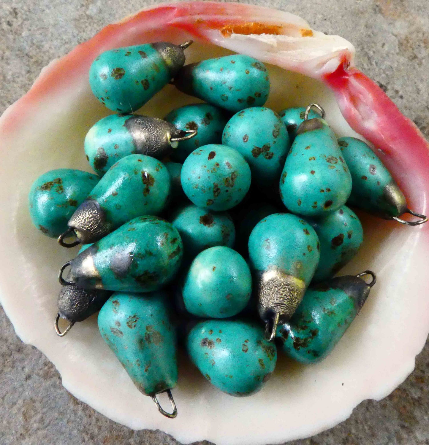 Ceramic Drops Earring Charms - Turquoise Speckle