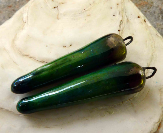 Ceramic Bronzy Spikes Earring Charms - Rockpool