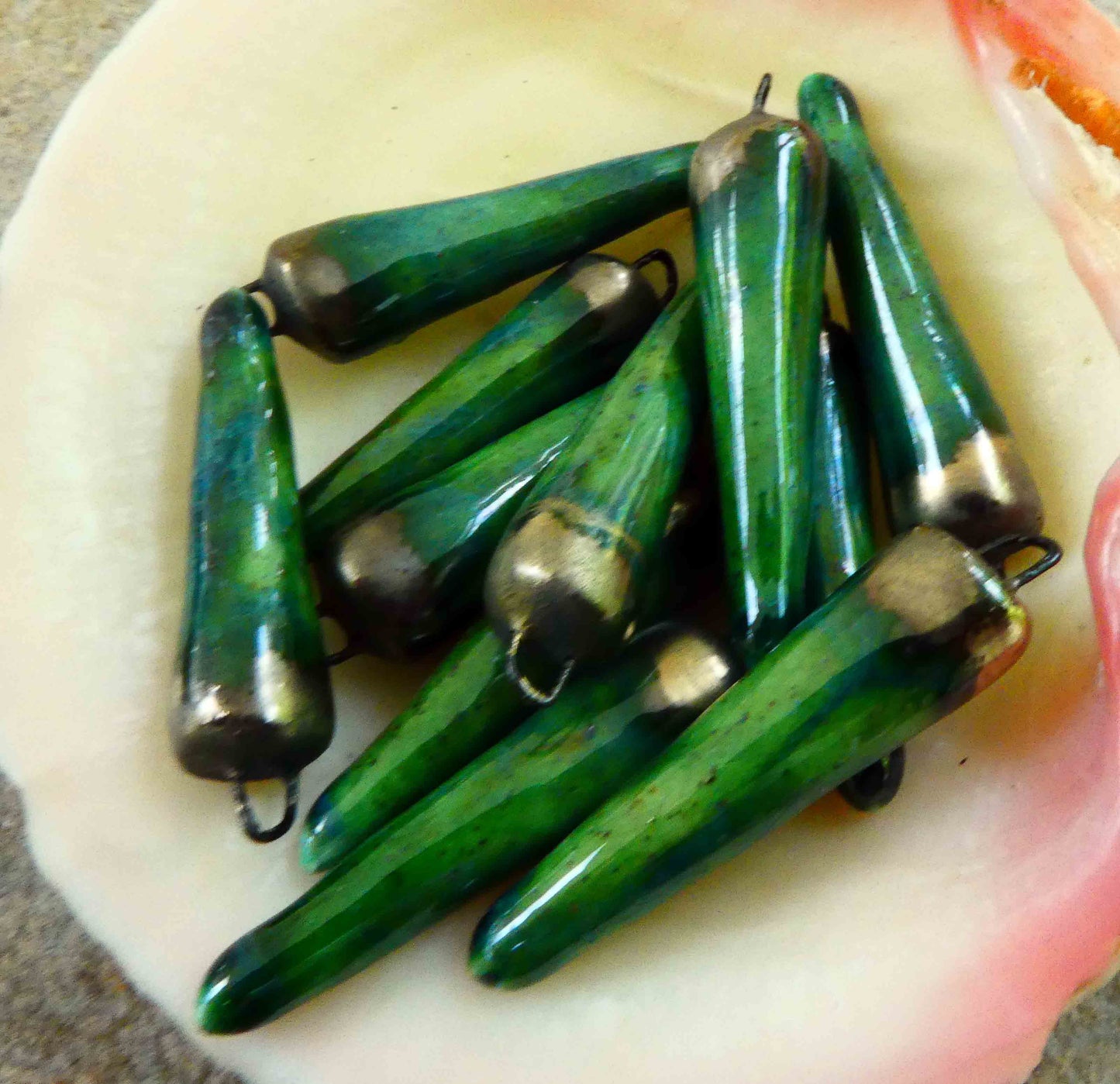 Ceramic Bronzy Spikes Earring Charms - Rockpool