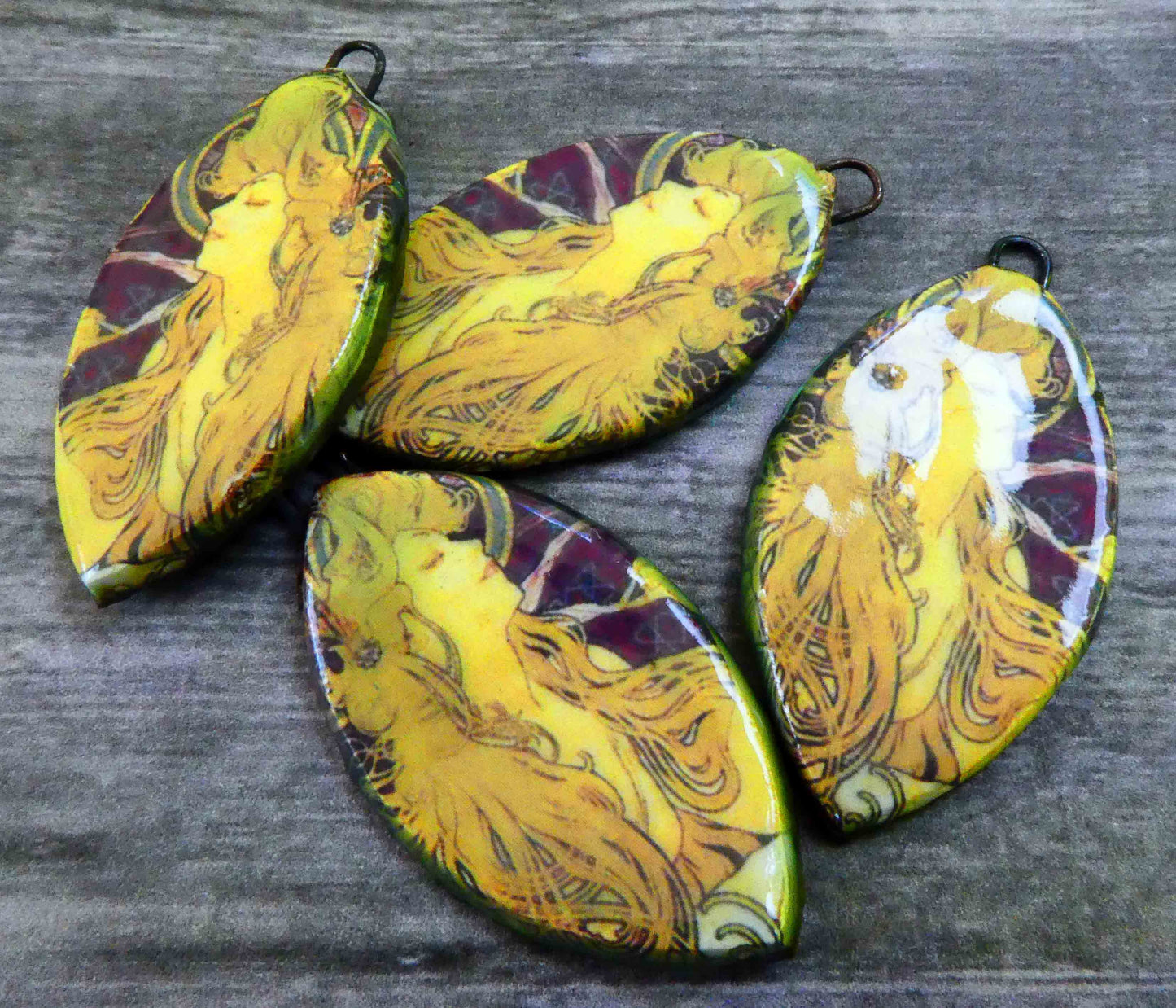 Ceramic Decal Mucha Earring Droppers #11