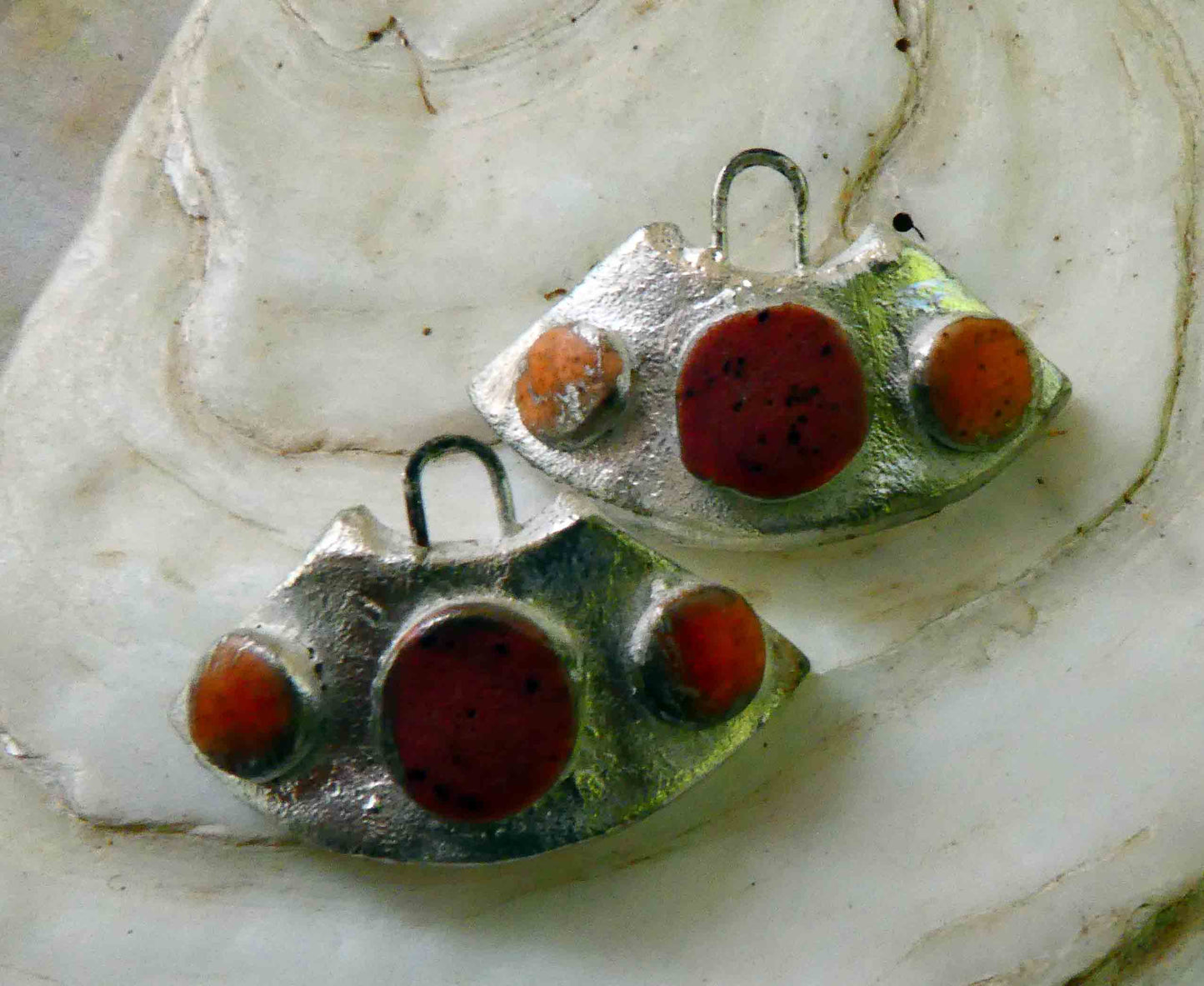 Ceramic Moulded Wedge Earring Charms -Phoenix Red and Tuscan Sun