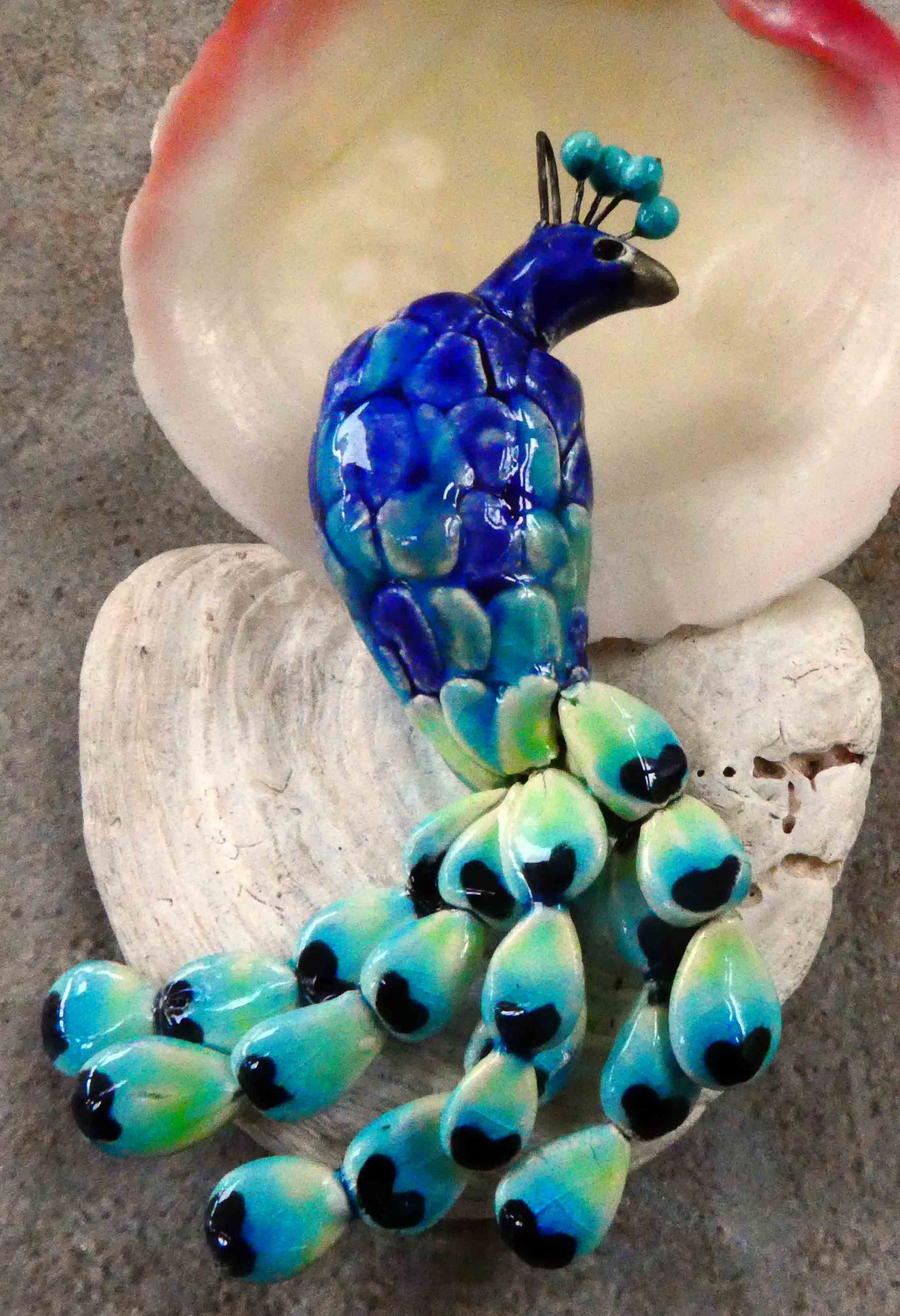 Ceramic Peacock Pendant
