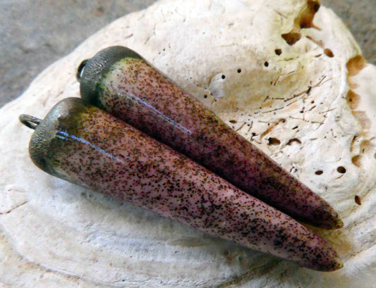 Ceramic Bronzy Spikes Earring Charms -Dusky Pink Dazzle