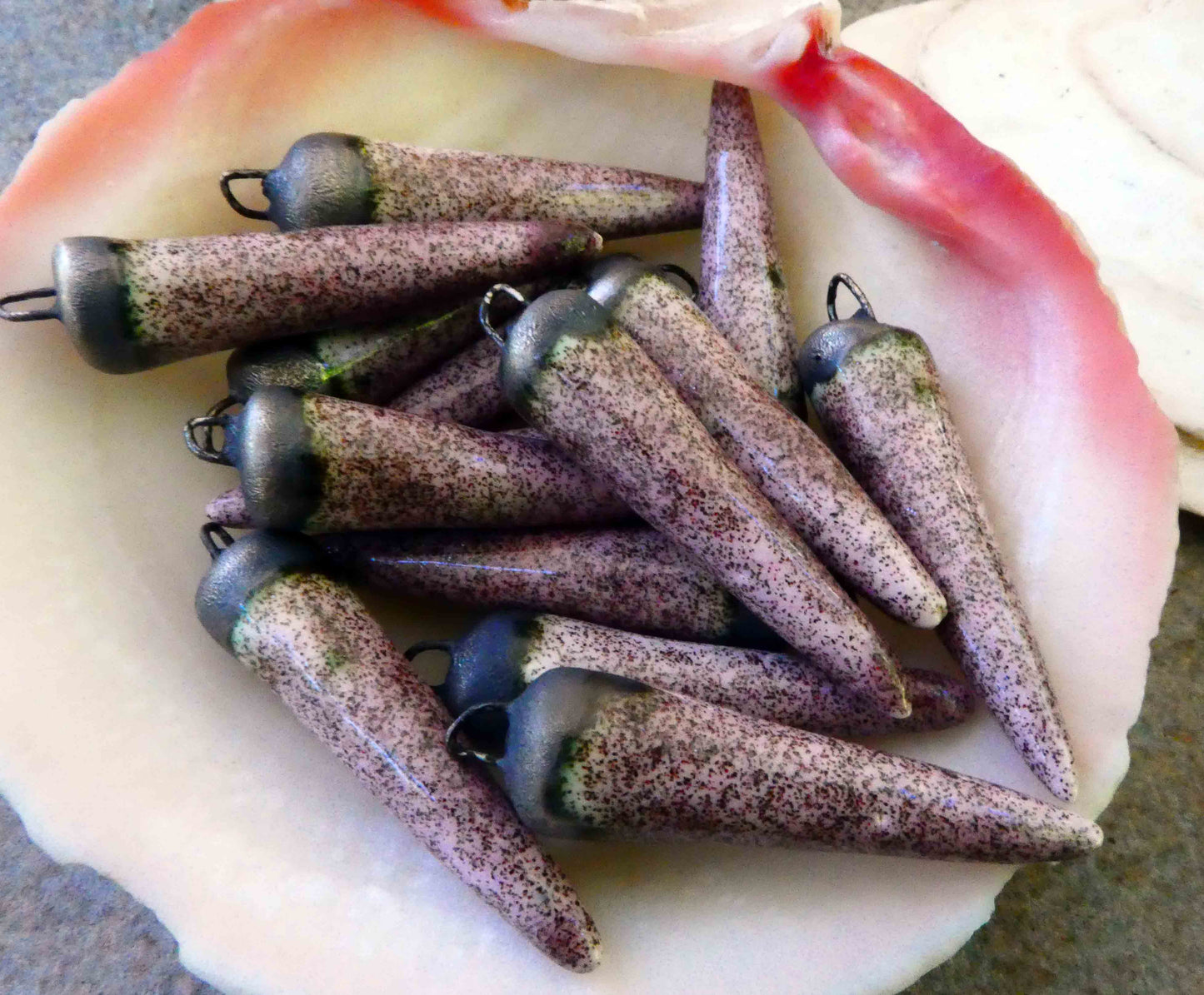 Ceramic Bronzy Spikes Earring Charms -Dusky Pink Dazzle