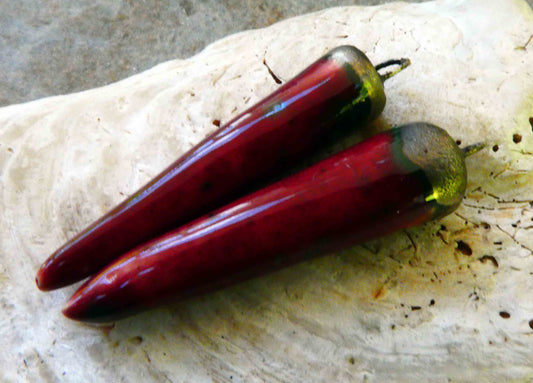 Ceramic Bronzy Spikes Earring Charms -Speckled Cerise