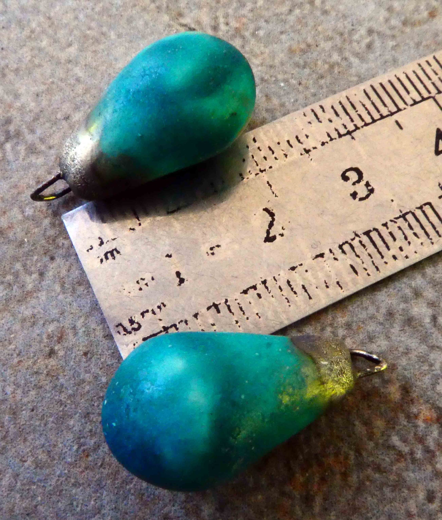 Ceramic Bronzy Drops Earring Charms - Antique Turquoise