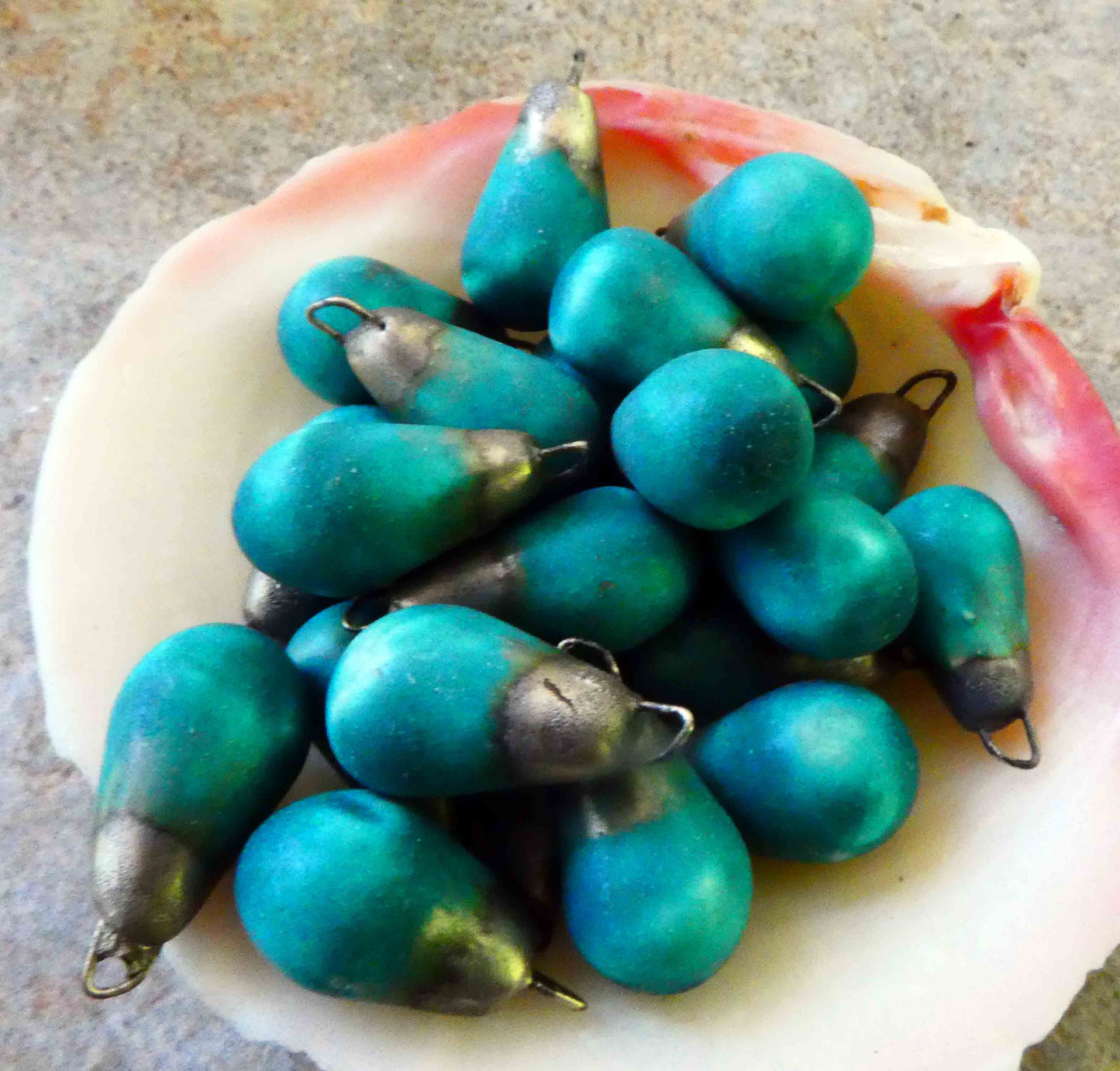 Ceramic Bronzy Drops Earring Charms - Antique Turquoise