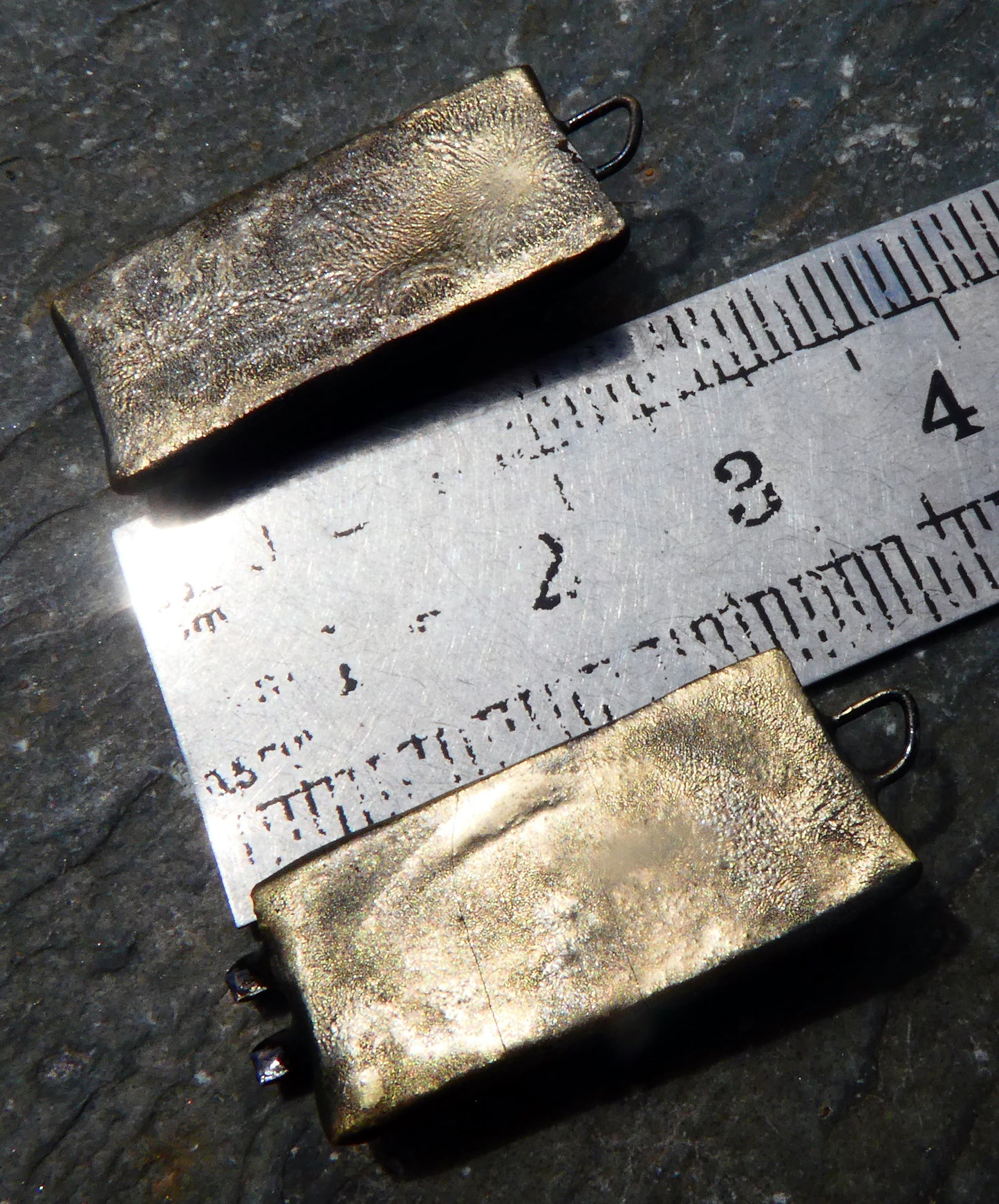 Ceramic Dimpled Tablet and Stick Earring Charms - Glossy Gold