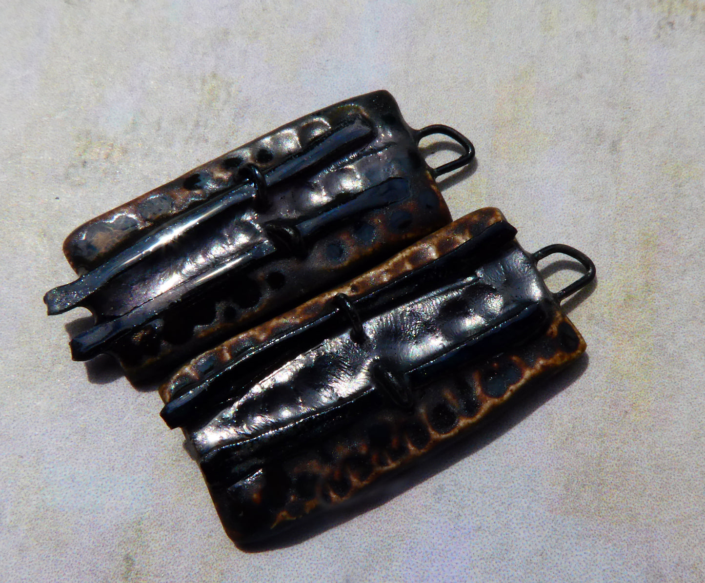 Ceramic Dimpled Tablet and Stick Earring Charms - Glossy Gold