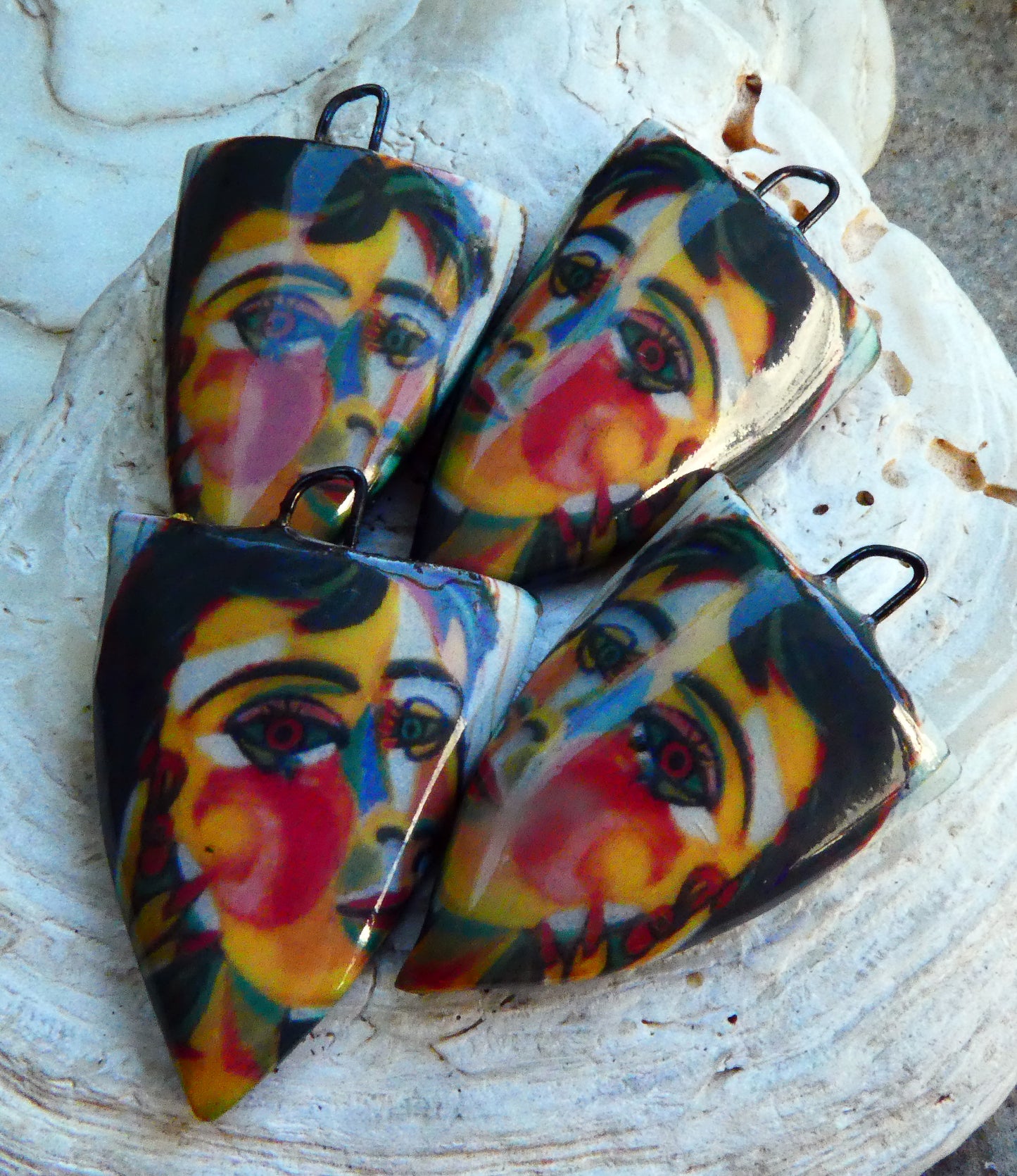 Ceramic Picasso Shield Earring Charms #2