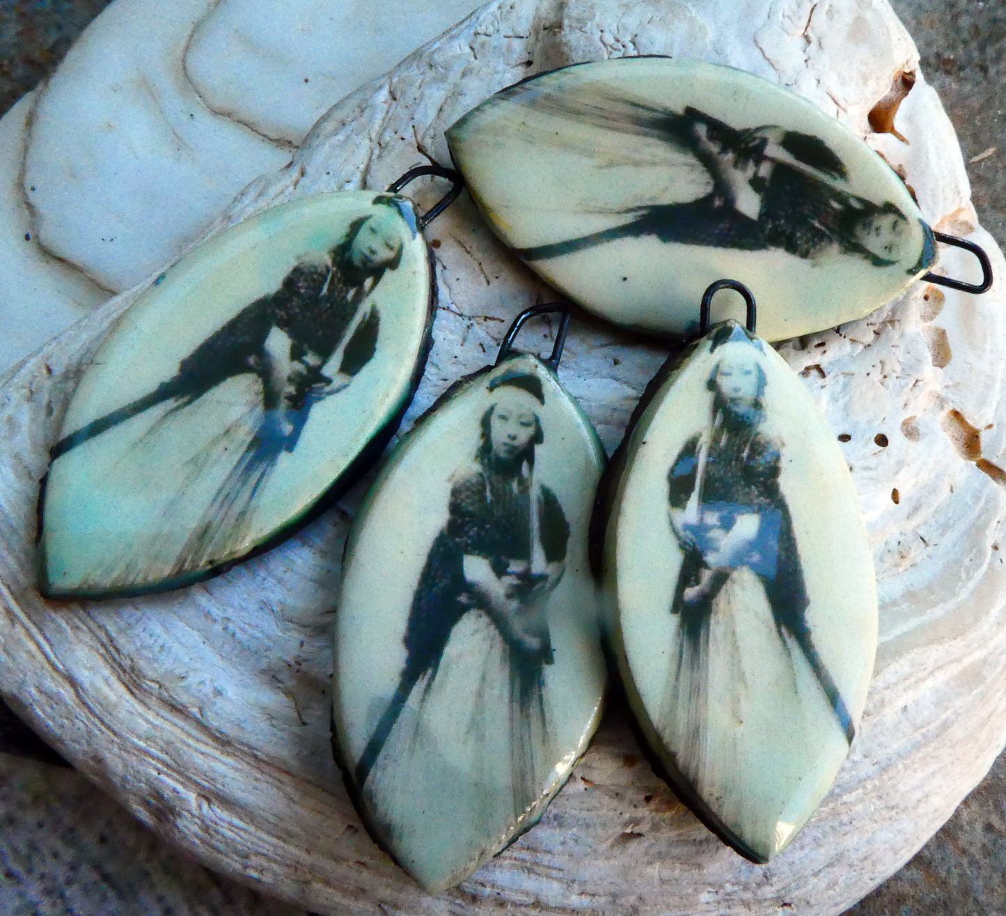 Warrior Women Decal Drop Earring Charms - Yasuke Samurai