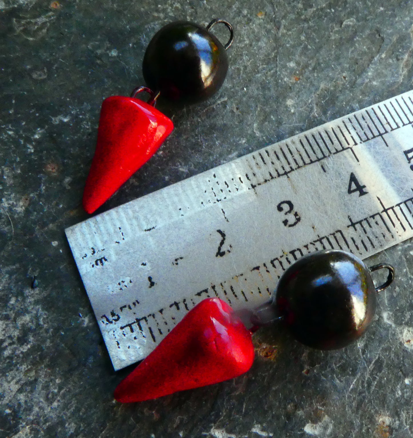 Ceramic Bobble and Spikelet Dangles - Reflecting and Red