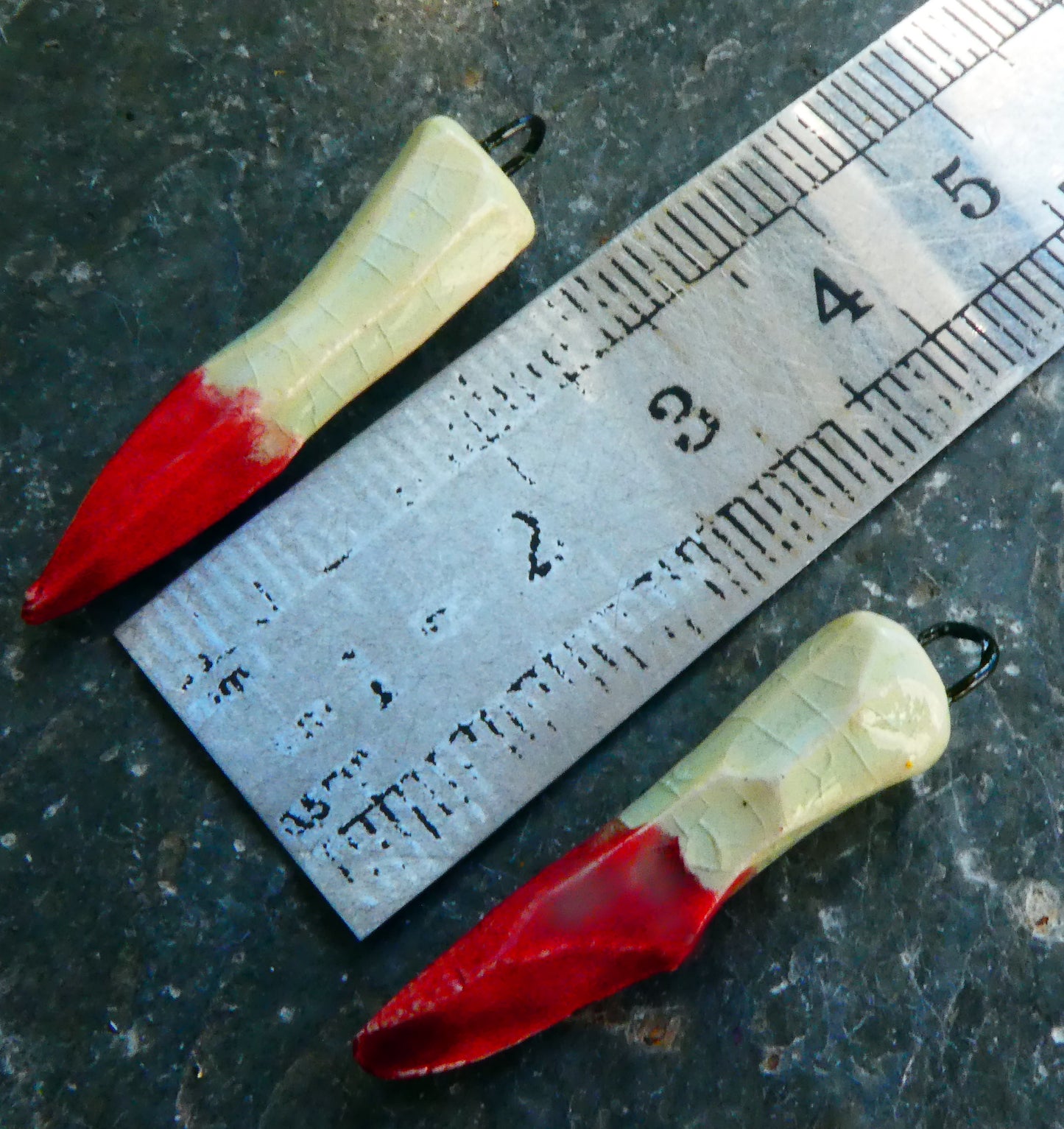 Ceramic Bloody Carved Shards Earring Charms