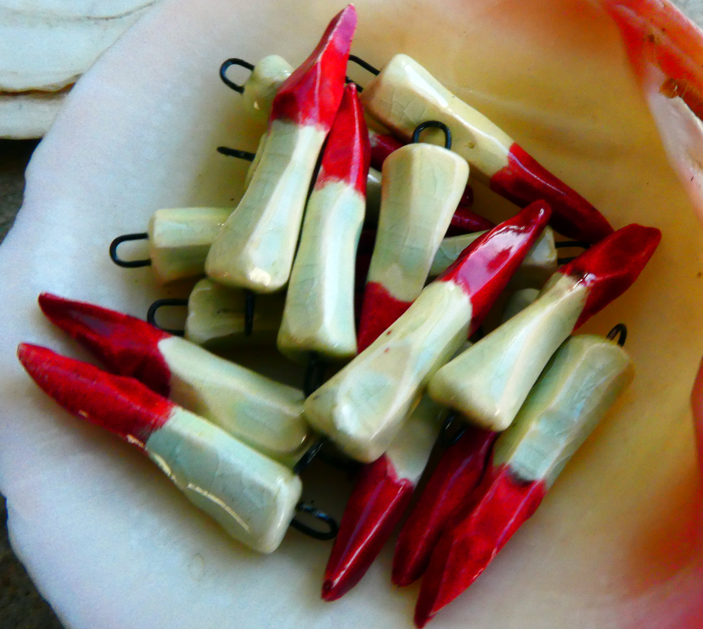 Ceramic Bloody Carved Shards Earring Charms