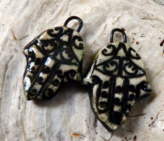 Ceramic Hands of Hamsa Earring Charms