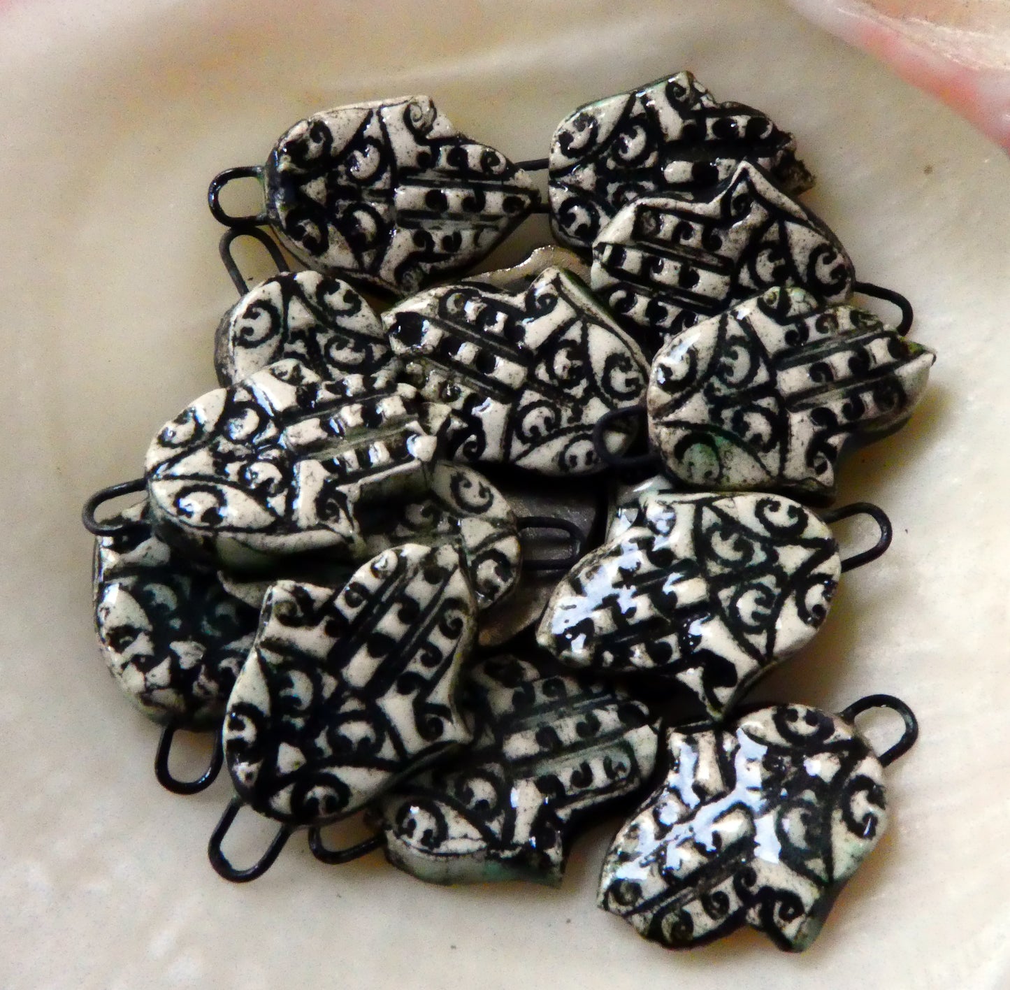 Ceramic Hands of Hamsa Earring Charms