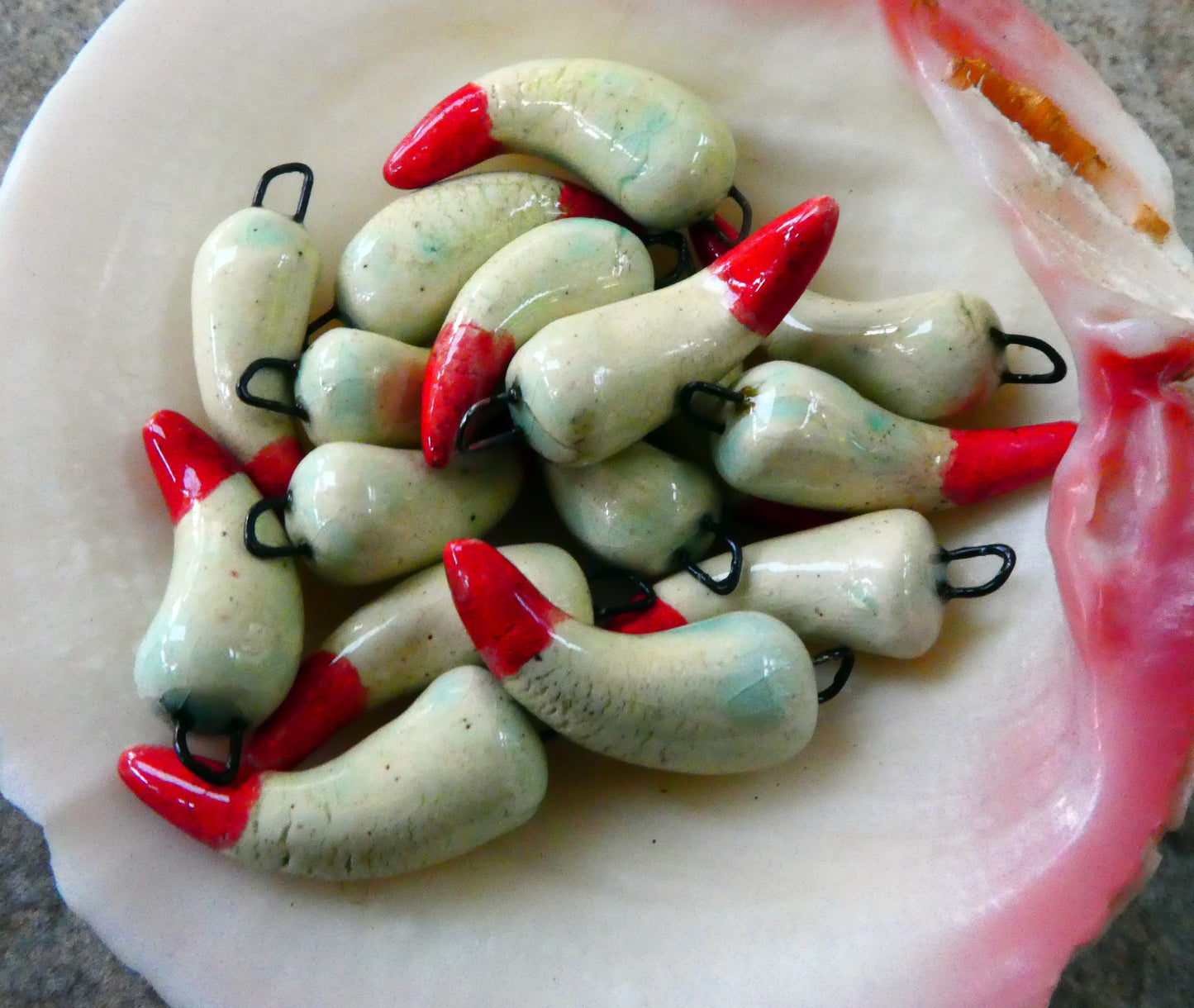 Ceramic Bloody Fang or Claw Earring Charms