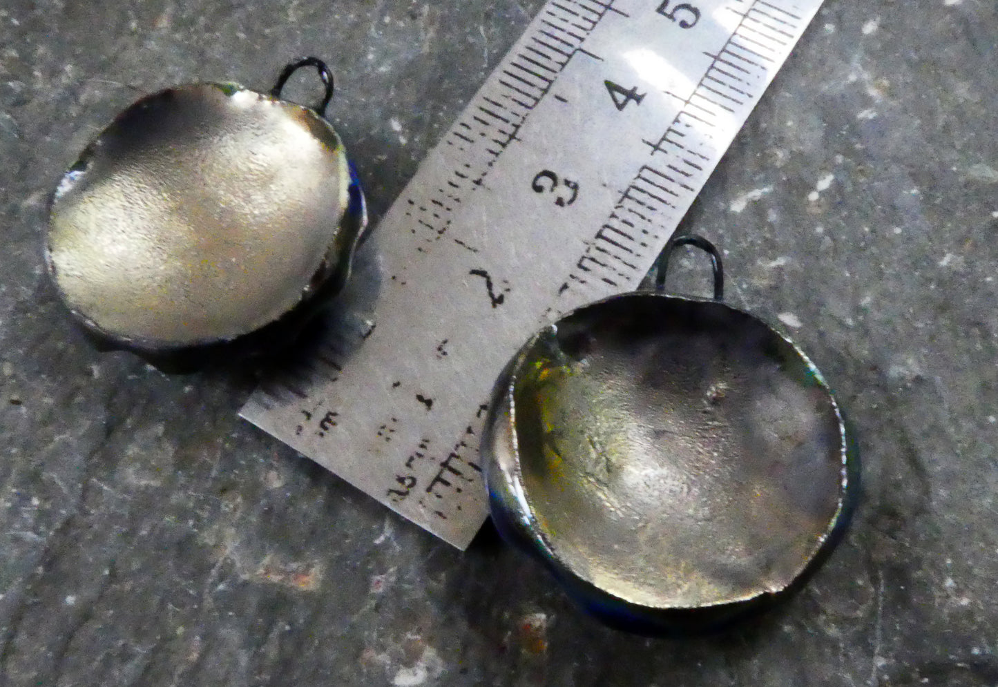 Ceramic Dimpled Bowl Earring Charms - Mirror Blue