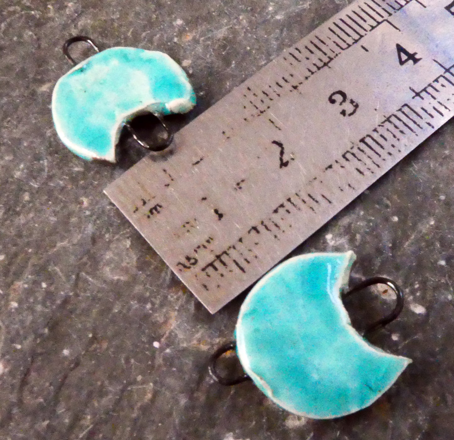 Shimmery Crescent Little Moon Earring Connectors - Topaz