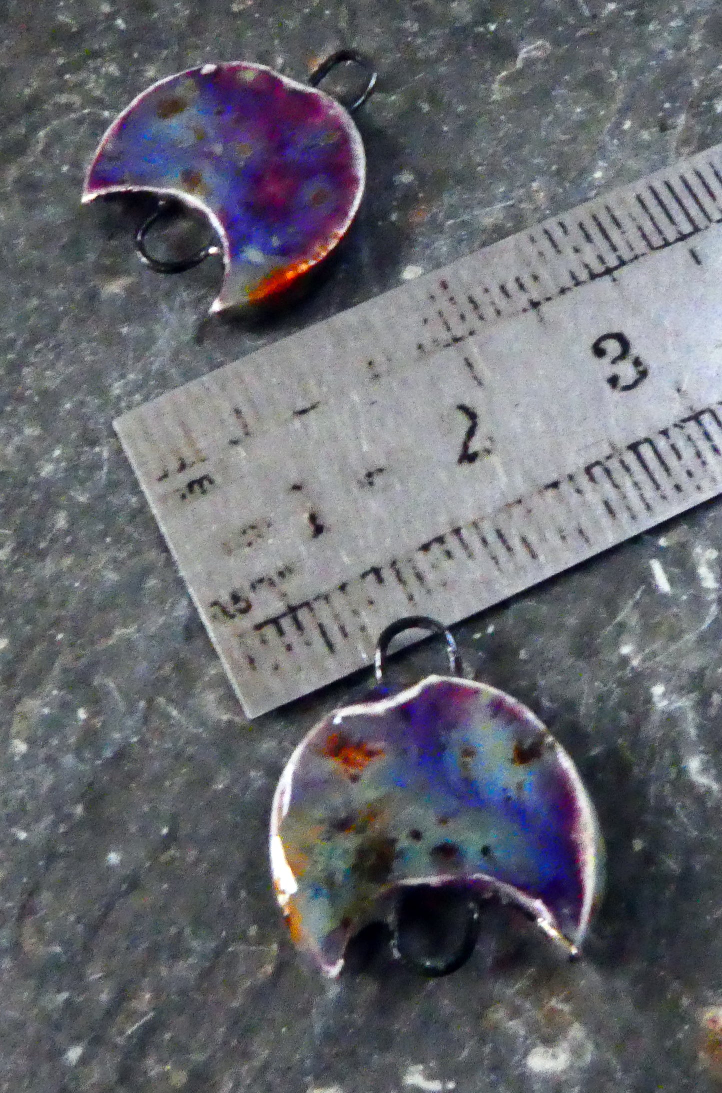 Shimmery Crescent Little Moon Earring Connectors -Purple Cosmos