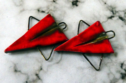 Ceramic Dagger Earring Connectors -Red
