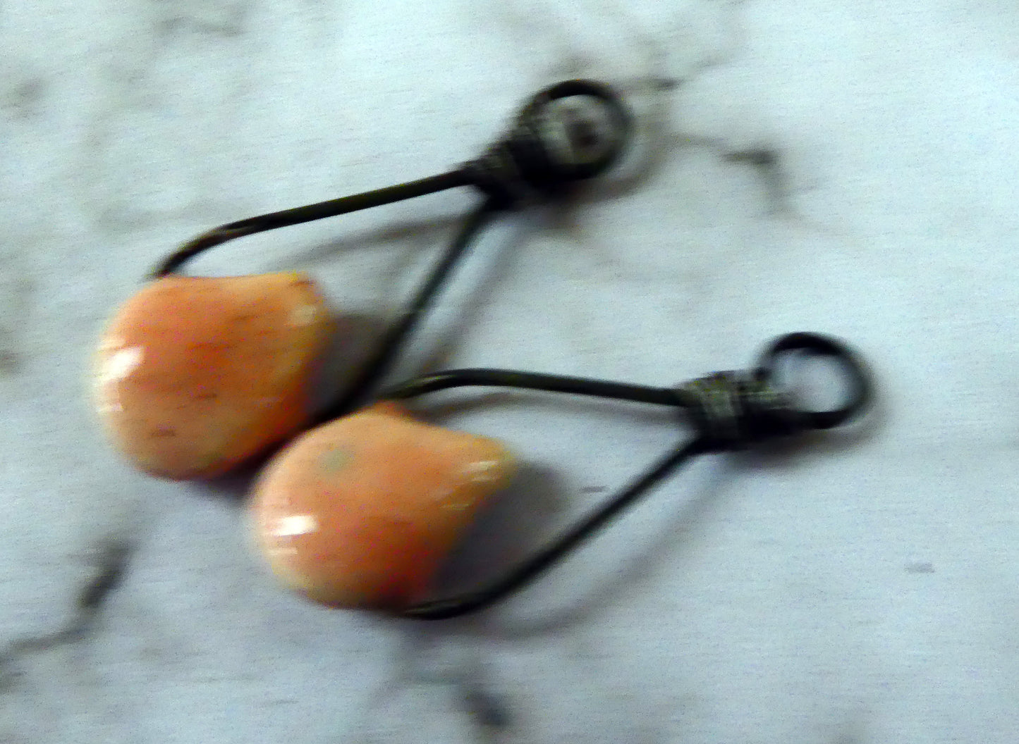 Ceramic Wire Wrapped Pointy Earring Charms - Morganite