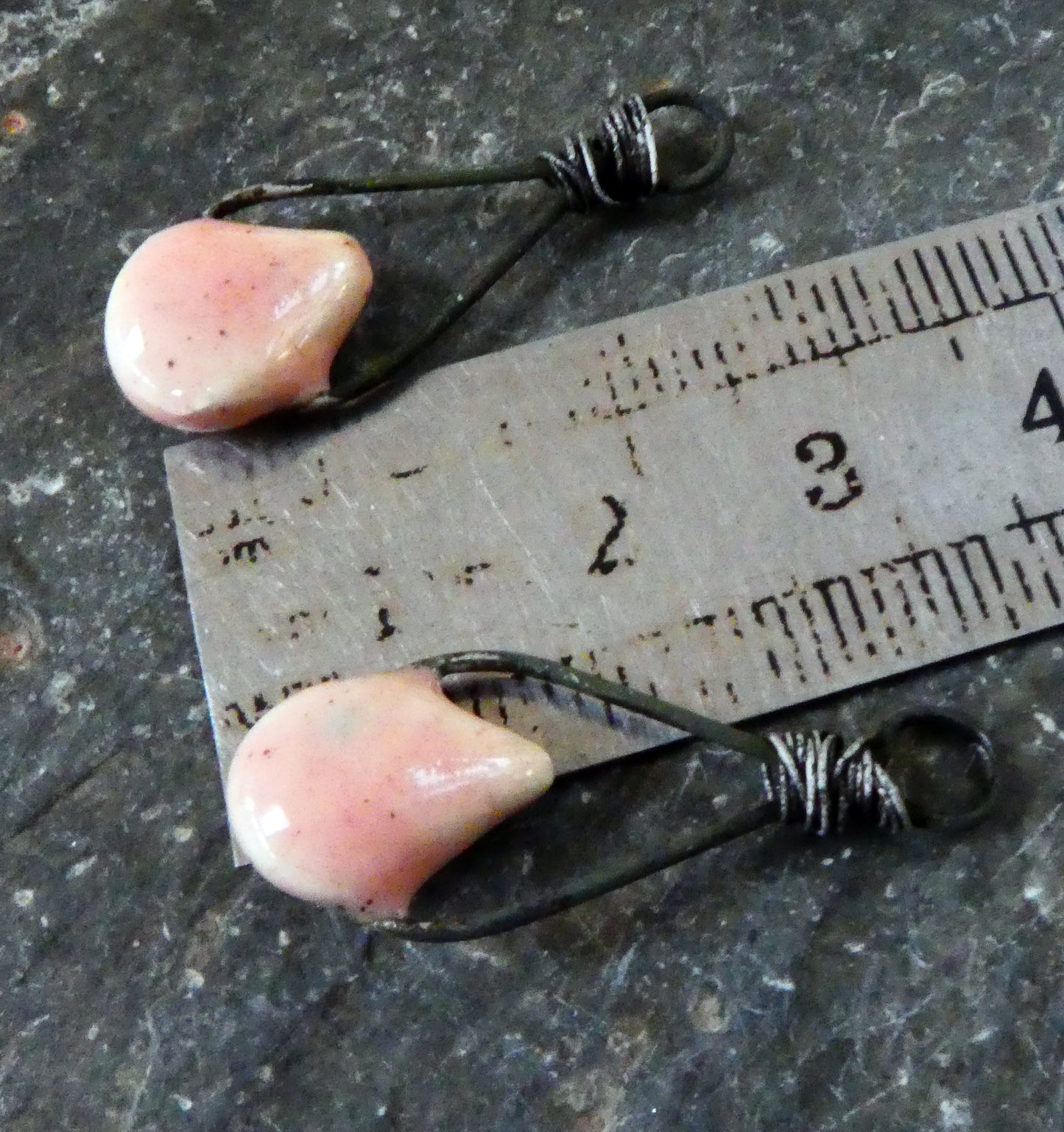 Ceramic Wire Wrapped Pointy Earring Charms - Morganite