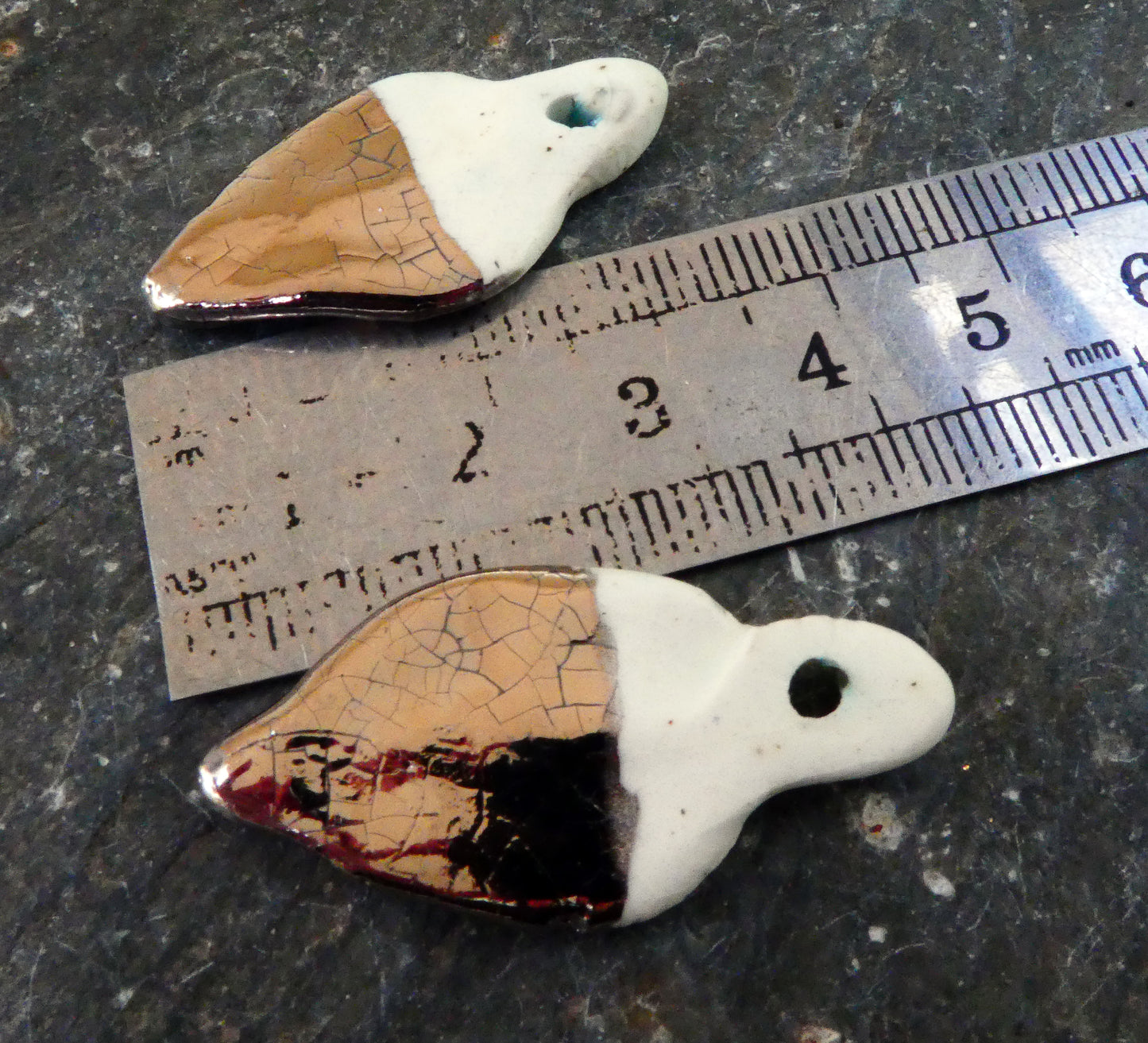 Porcelain Speckly Platinum Dipped Ice Shard Earring Charms