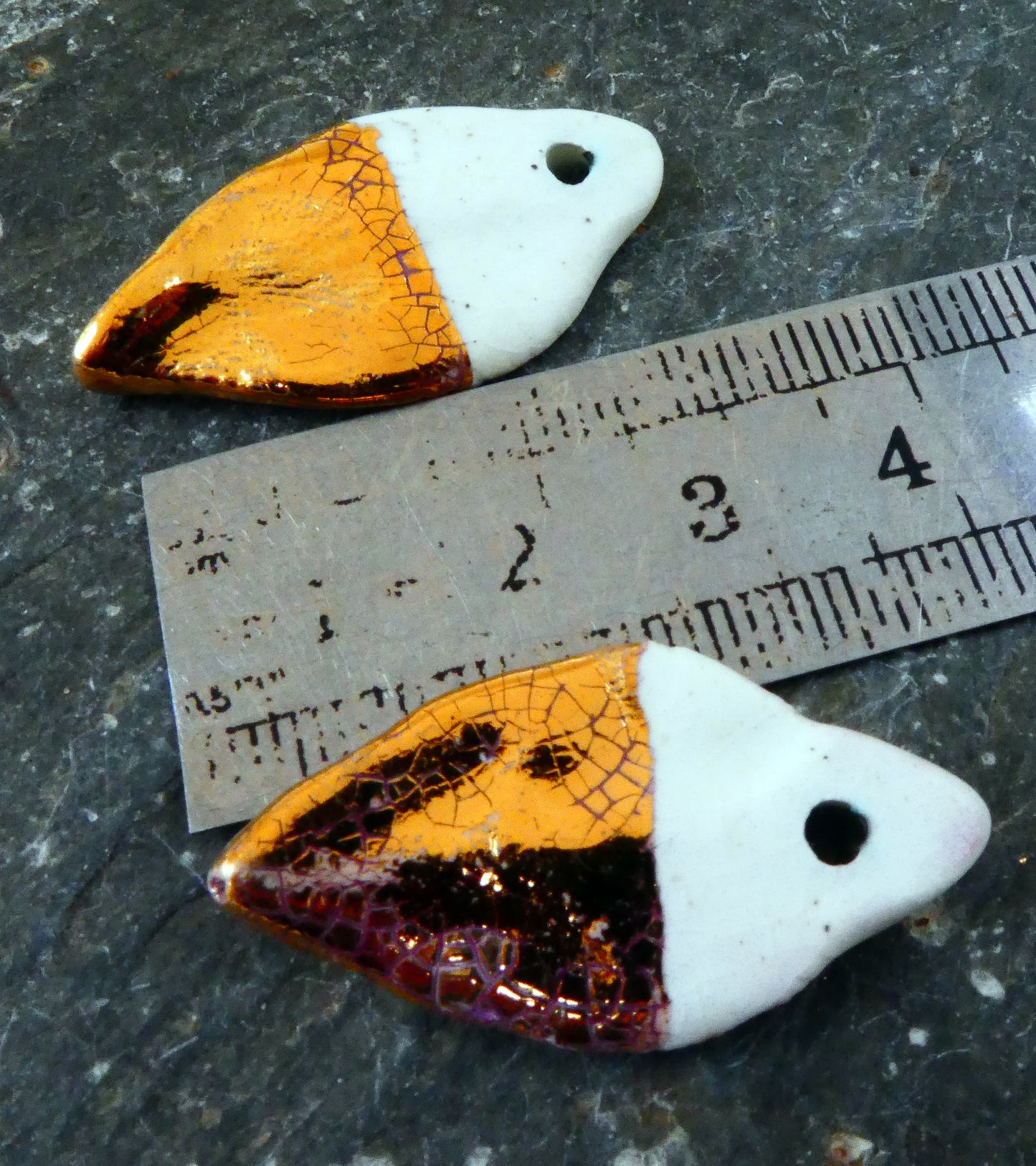 Porcelain Speckly Gold Dipped Ice Shard Earring Charms