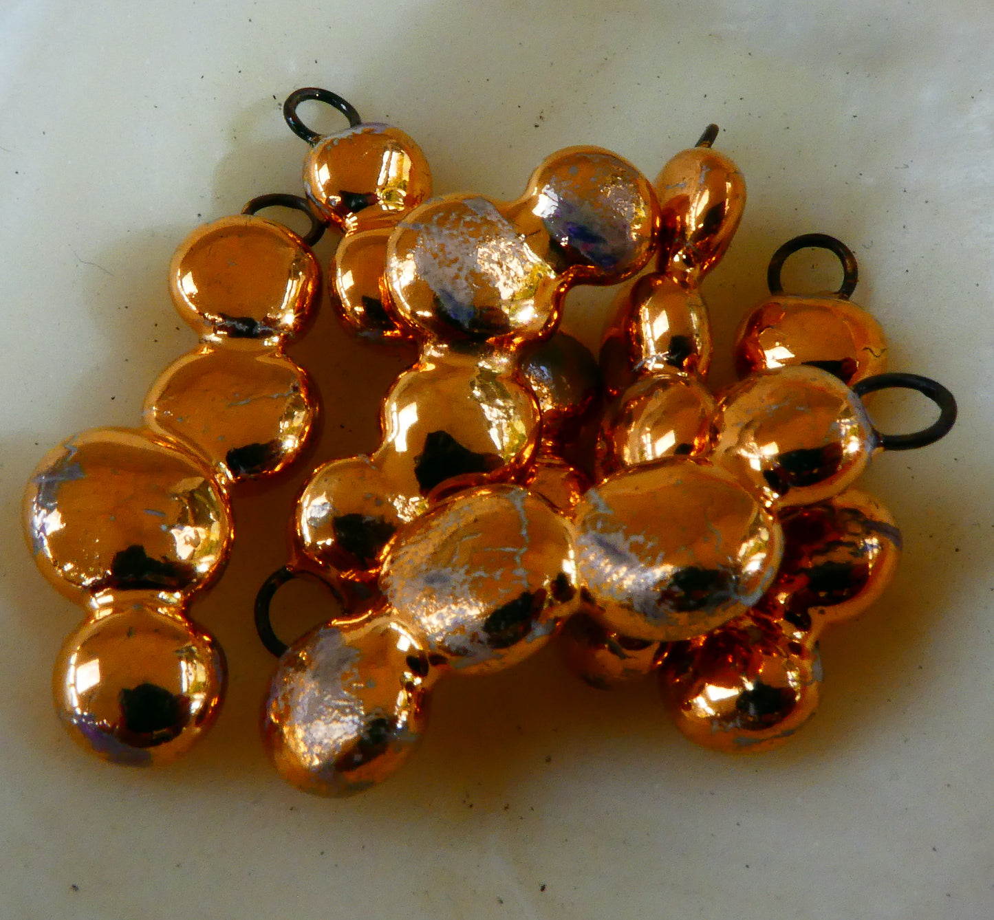 Ceramic Little Disc Stack Earring Charms -Rich Gold Lustre