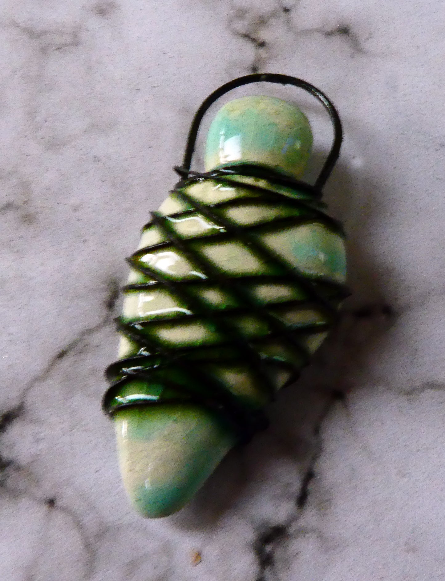 Wire Wrapped Goddess Pendant - Turquoise Crackle