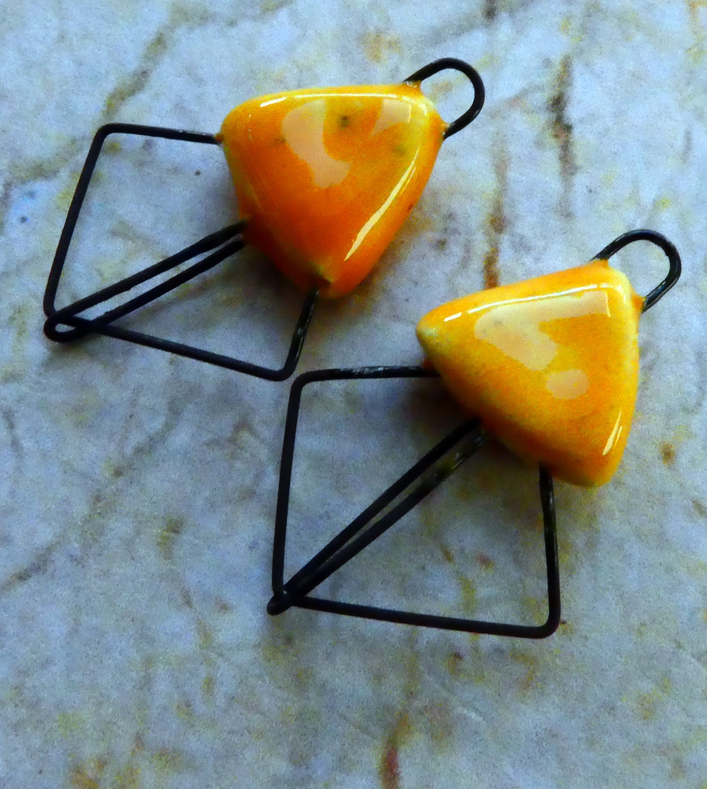 Ceramic Diamond Hoop Connectors -Yellow