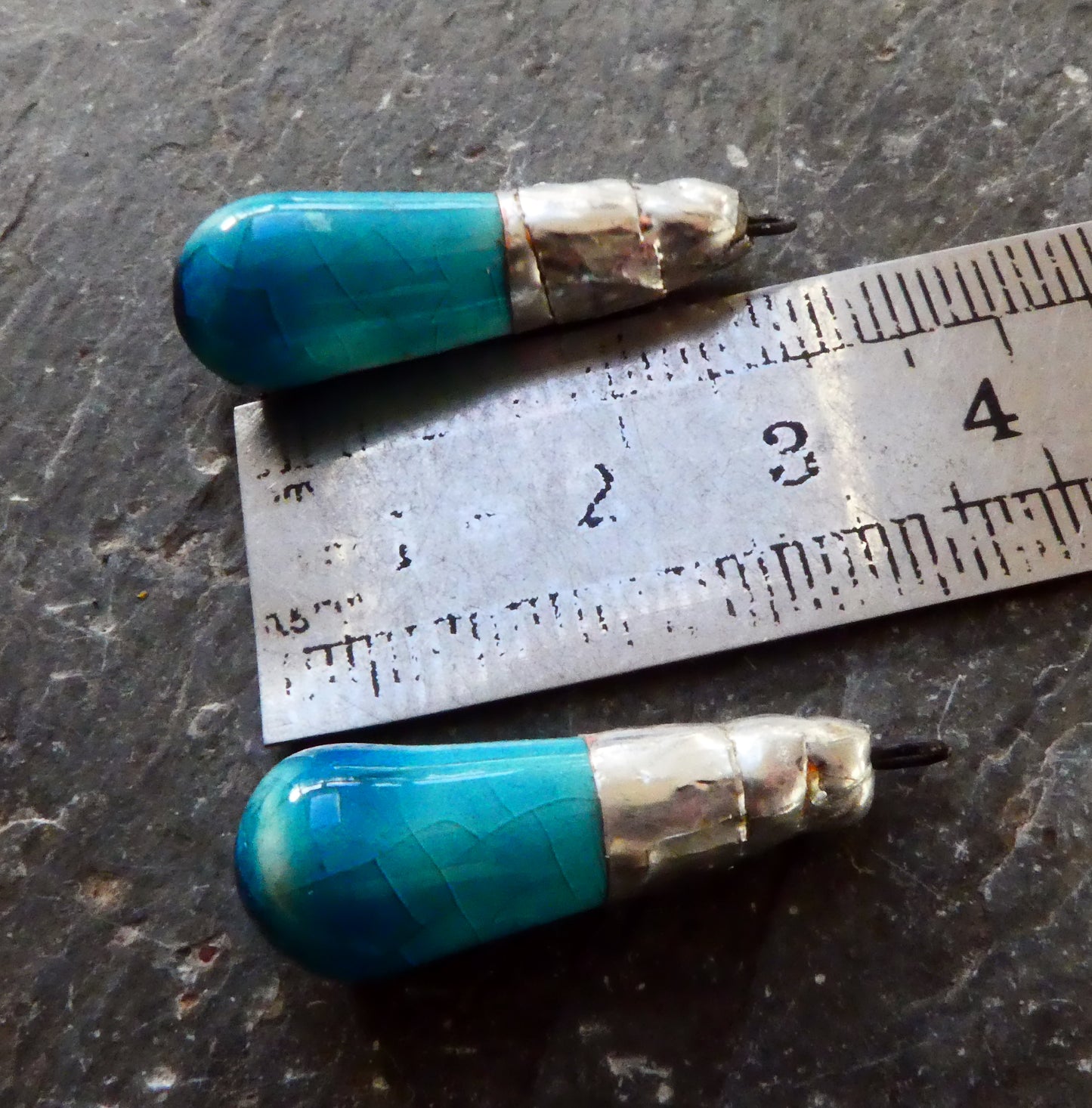 Ceramic Metallic Baton Charms - Oriental Blue