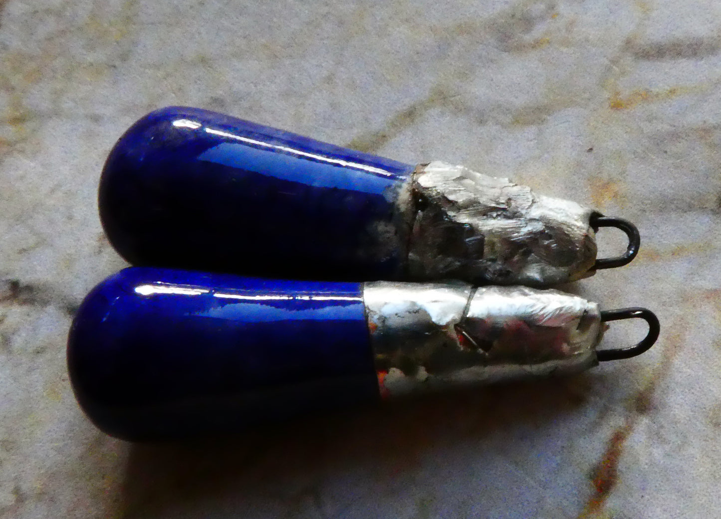 Ceramic Metallic Baton Charms -Mirror Blue