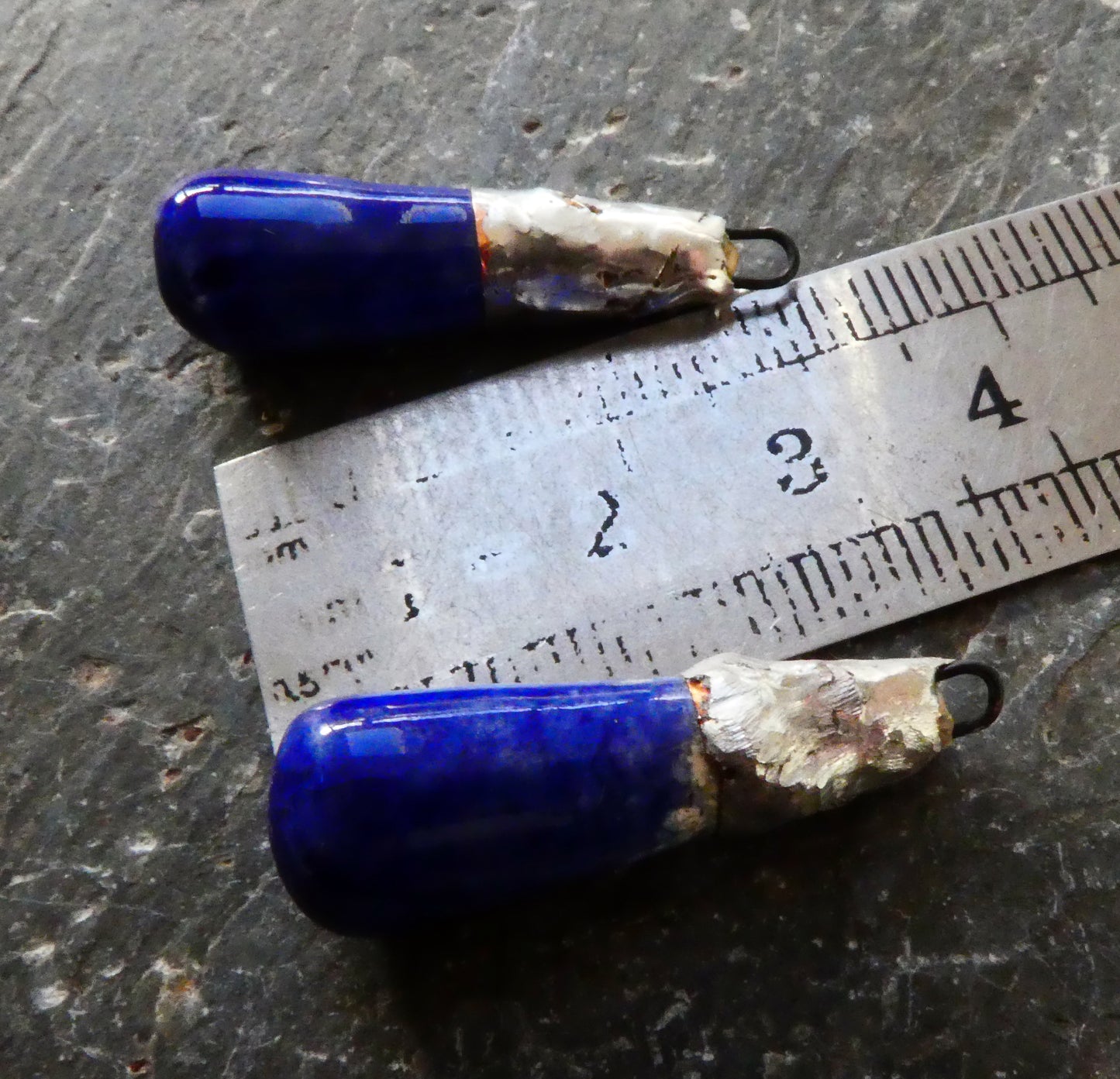 Ceramic Metallic Baton Charms -Mirror Blue