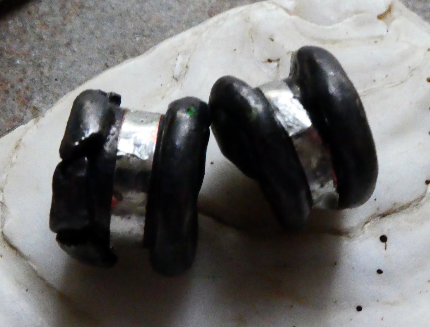 Ceramic Crusty Rivet Bead - Steely