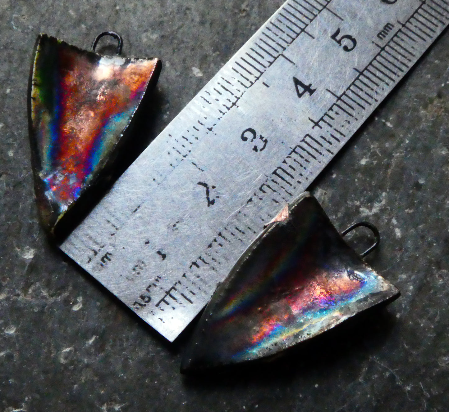 Ceramic Metallic Shield Charms -Gold and Platinum Lustre #2