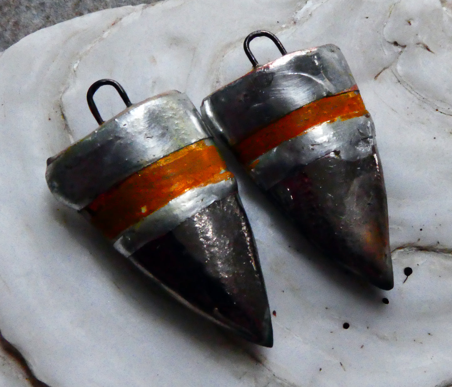 Ceramic Metallic Shield Charms -Gold and Platinum Lustre