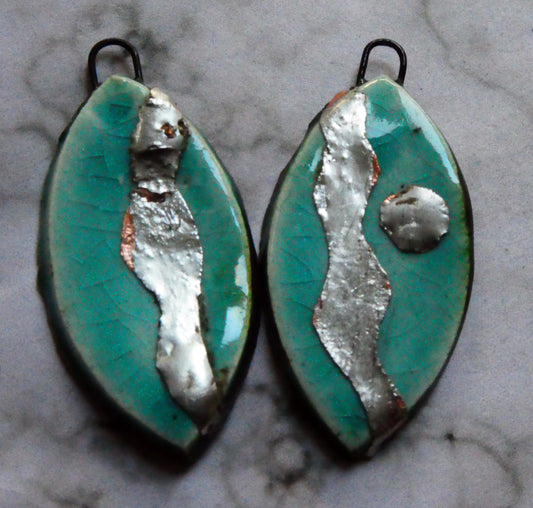 Ceramic Leaf Shaped Charms -Topaz